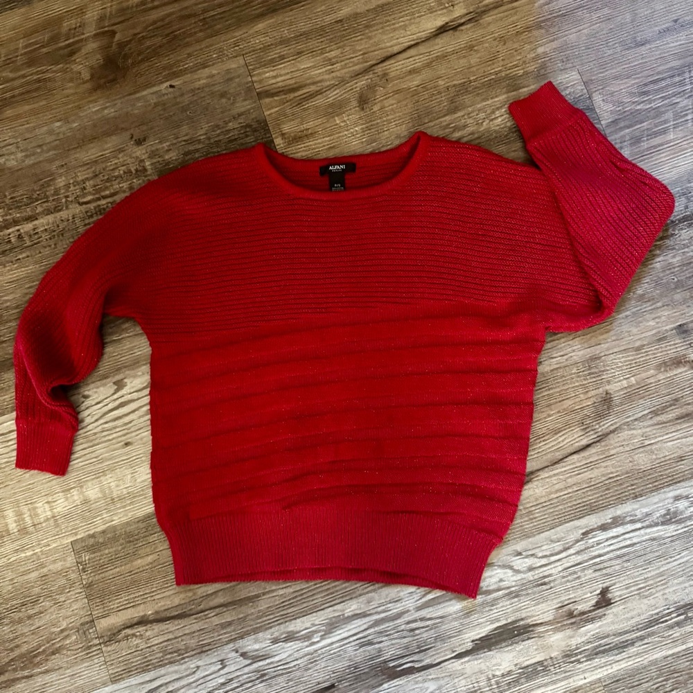 Alfani Red Crew Neck Sweater Size Petite Small
